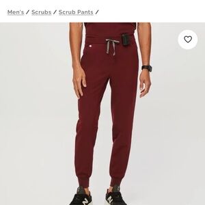 Men's Burgundy Fig Jogger Scrub Pants